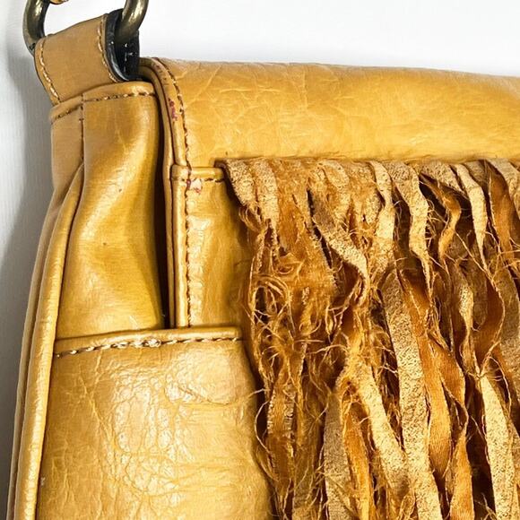 Axcess Fringe Boho Tan Vegan Leather Suede Crossbody Bag Handbag - Picture 9 of 15
